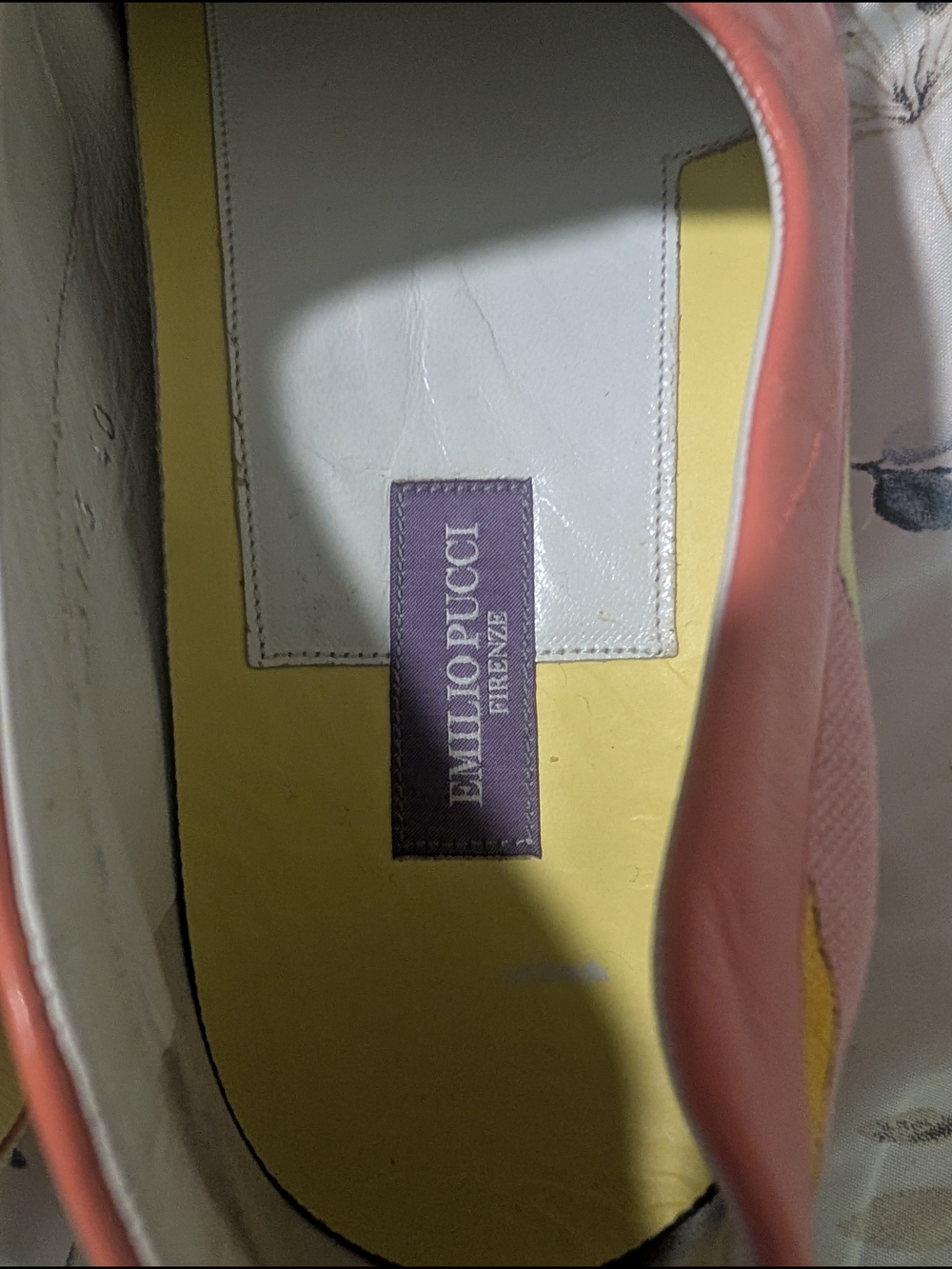 Emilio Pucci Yellow, Pink & Cream Slip-On Flats - Picture 5 of 7